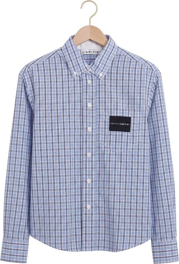 HAUTE L'AMITIÉ Haute L'Amitié Dames Blouses Contrast Color Check Shirt Blauw - Foto 4