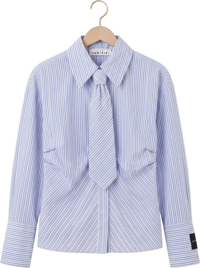 HAUTE L'AMITIÉ Haute L'Amitié Dames Blouses Emma Tie Stripe Shirt Lichtblauw - Foto 2