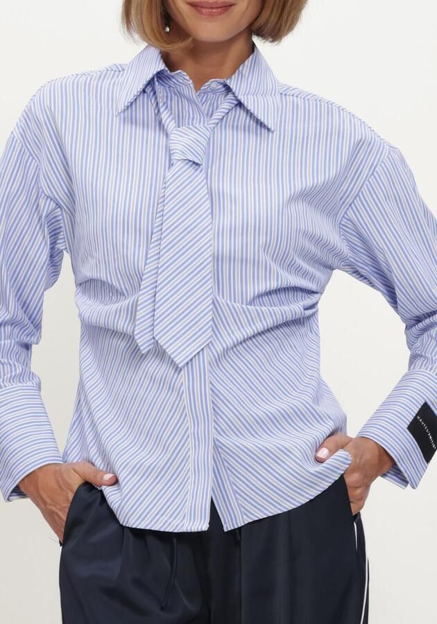 HAUTE L'AMITIÉ Haute L'Amitié Dames Blouses Emma Tie Stripe Shirt Lichtblauw - Foto 4