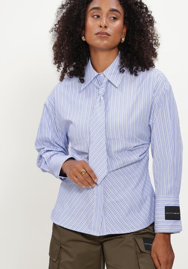 HAUTE L'AMITIÉ Haute L'Amitié Dames Blouses Emma Tie Stripe Shirt Lichtblauw - Foto 4