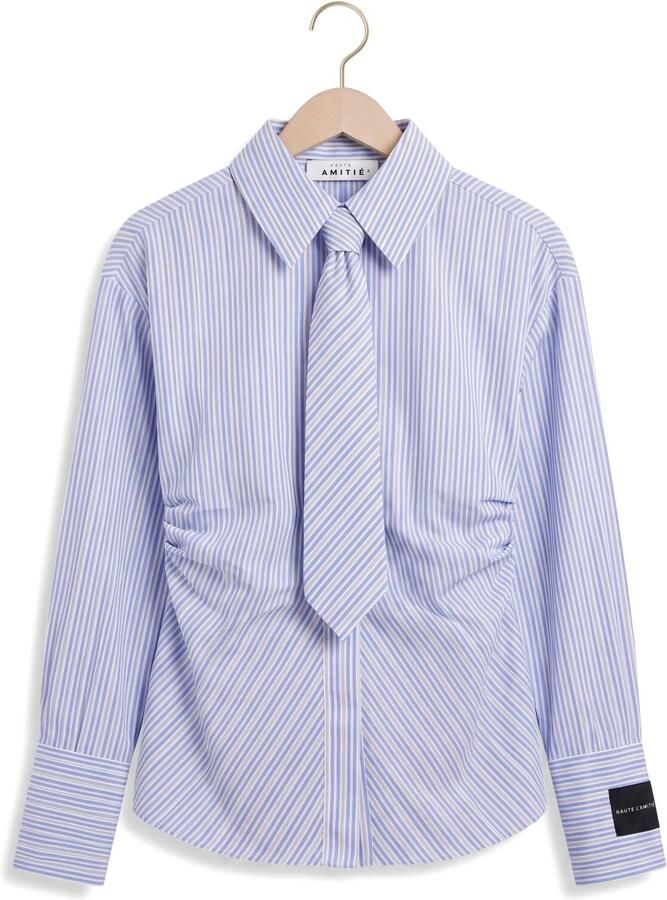 HAUTE L'AMITIÉ Haute L'Amitié Dames Blouses Emma Tie Stripe Shirt Lichtblauw - Foto 2