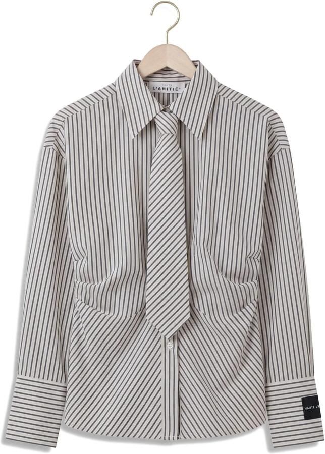 HAUTE L'AMITIÉ Haute L'Amitié Dames Blouses Gemma Tie Stripe Shirt Gebroken Wit - Foto 2