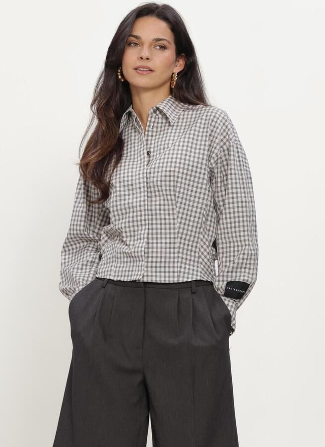 HAUTE L'AMITIÉ Haute L'Amitié Dames Blouses Mimosa Check Smock Shirt Beige