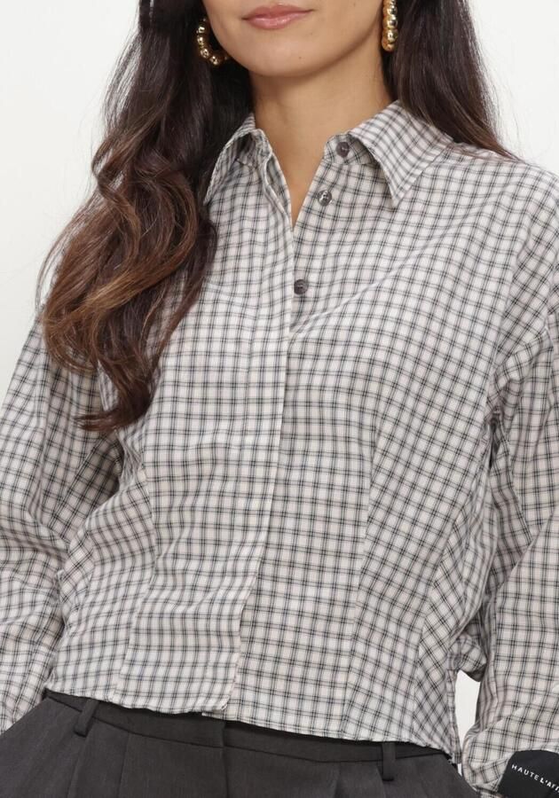 HAUTE L'AMITIÉ Haute L'Amitié Dames Blouses Mimosa Check Smock Shirt Beige - Foto 3