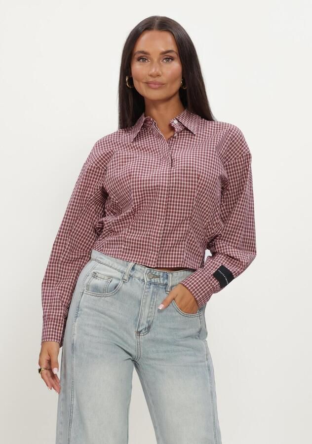 HAUTE L'AMITIÉ Haute L'Amitié Dames Blouses Musa Check Smock Shirt Bordeaux