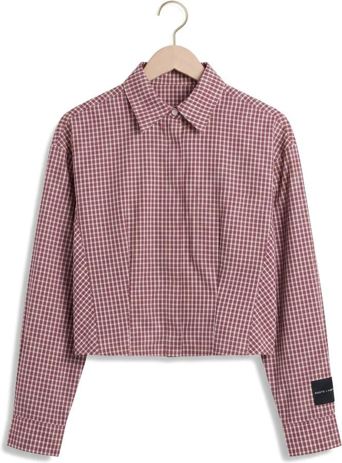HAUTE L'AMITIÉ Haute L'Amitié Dames Blouses Musa Check Smock Shirt Bordeaux - Foto 2