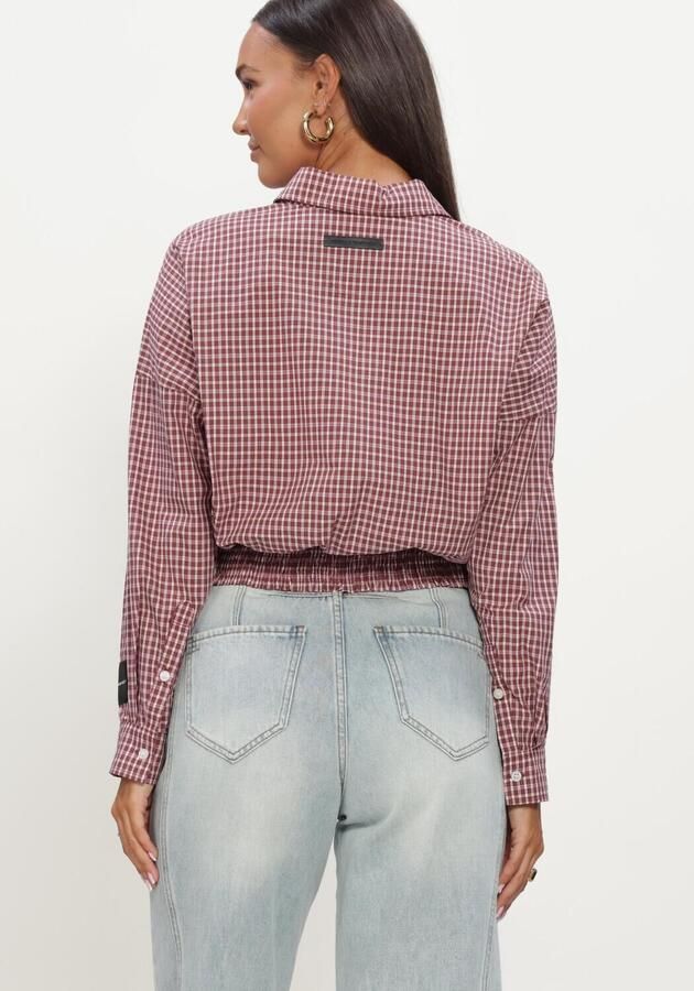 HAUTE L'AMITIÉ Haute L'Amitié Dames Blouses Musa Check Smock Shirt Bordeaux - Foto 3