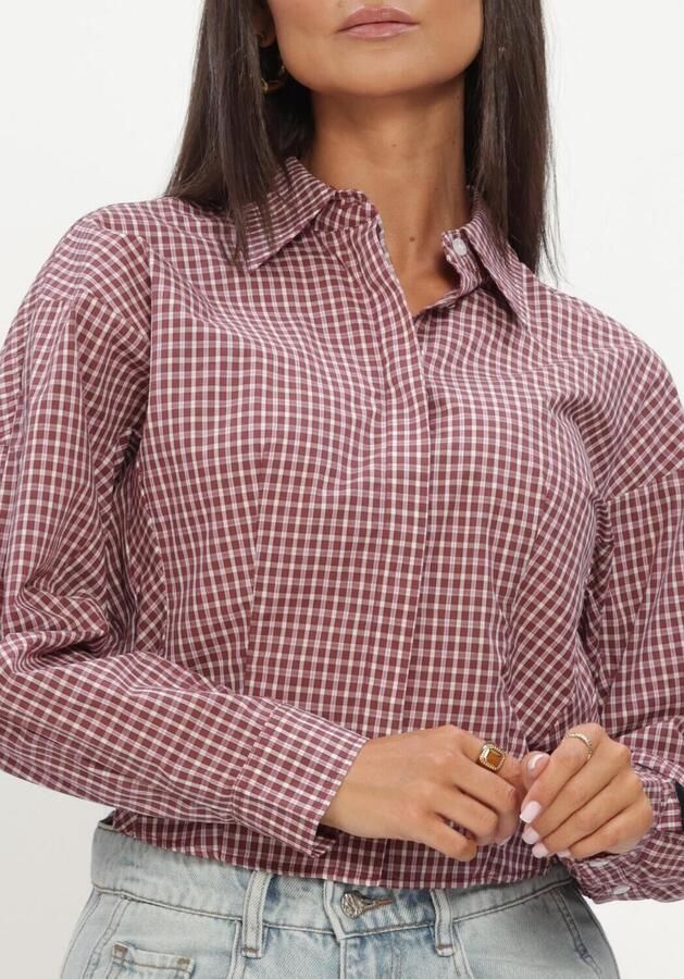 HAUTE L'AMITIÉ Haute L'Amitié Dames Blouses Musa Check Smock Shirt Bordeaux - Foto 4