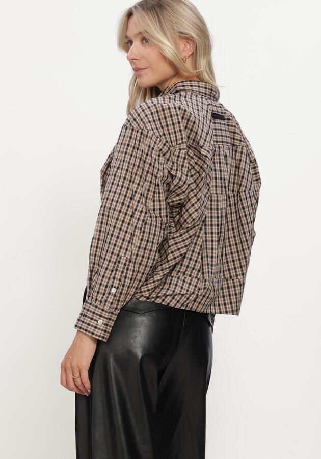 HAUTE L'AMITIÉ Haute L'Amitié Dames Blouses Sophie Dessert Check Shirt Bruin - Foto 3