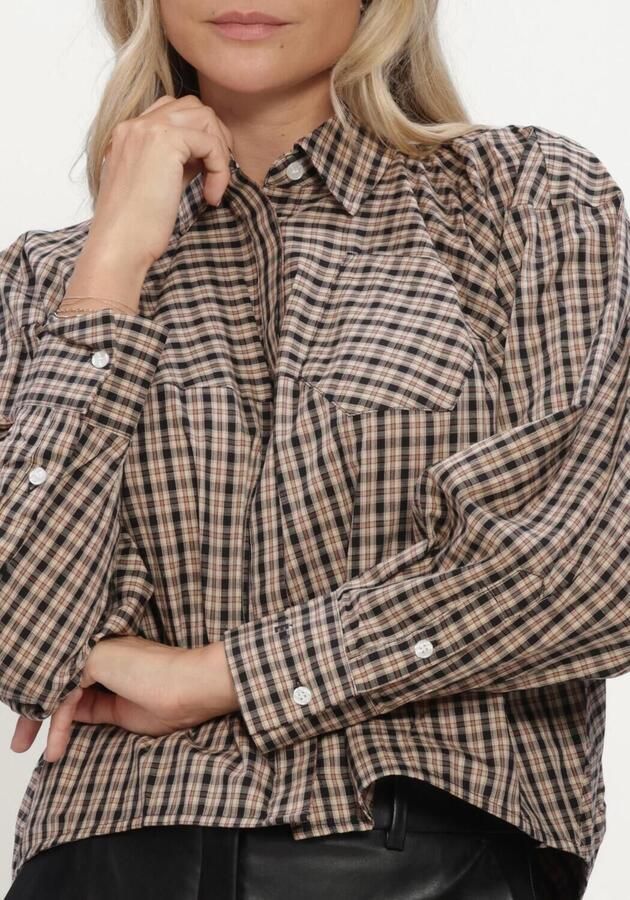 HAUTE L'AMITIÉ Haute L'Amitié Dames Blouses Sophie Dessert Check Shirt Bruin - Foto 4
