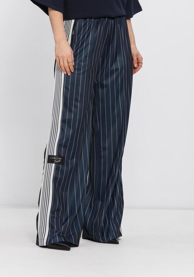 HAUTE L'AMITIÉ Haute L'Amitié Dames Broeken Baggy Pin Stripe Track Tall Pants Donkerblauw