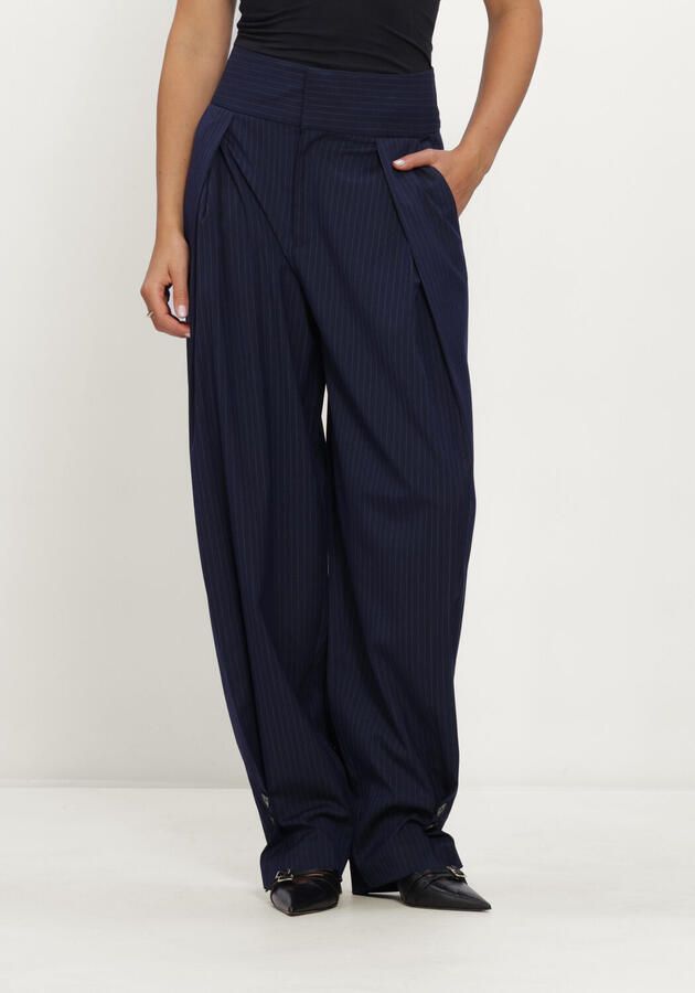 HAUTE L'AMITIÉ Haute L'Amitié Dames Broeken Navy Pin Pleat Tall Pant Donkerblauw