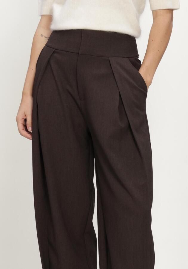 HAUTE L'AMITIÉ Haute L'Amitié Dames Broeken Zeppe Pleat Tall Pant Bruin - Foto 3