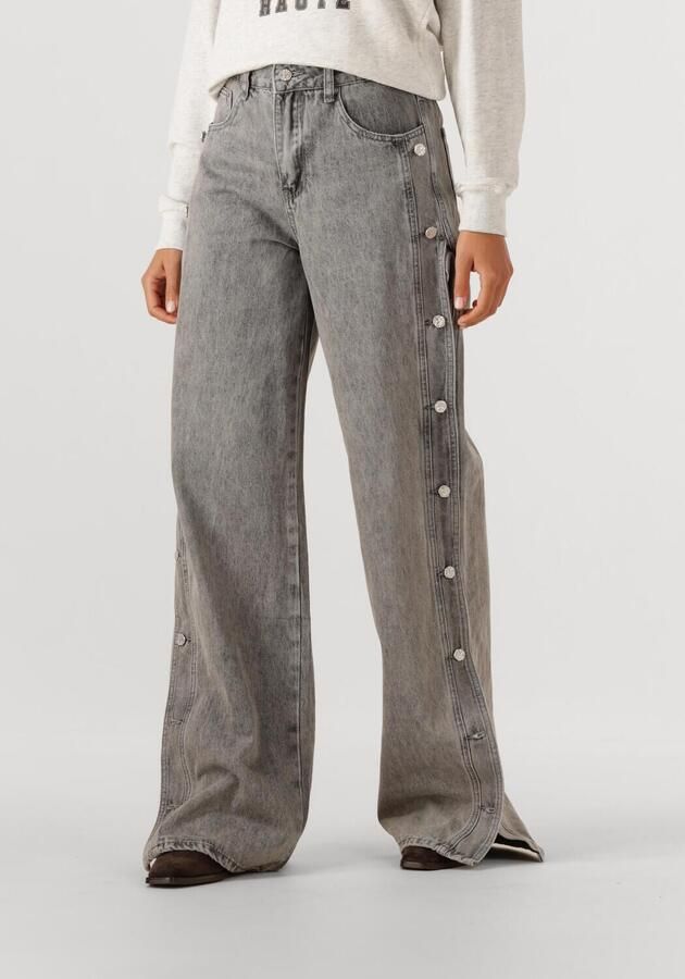 HAUTE L'AMITIÉ Haute L'Amitié Dames Jeans Side Panel Button Tall Jeans Grijs - Foto 4