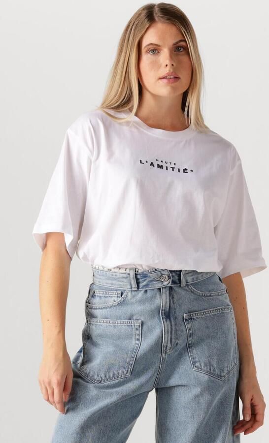 HAUTE L'AMITIÉ Haute L'Amitié Dames Tops & T-shirts Crew Rub Print Tee Wit - Foto 4