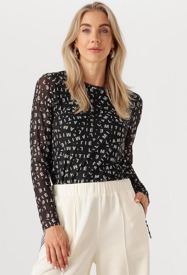 HAUTE L'AMITIÉ Haute L'Amitié Dames Tops & T-shirts L'amitie Mesh Ls O-neck Zwart - Foto 4