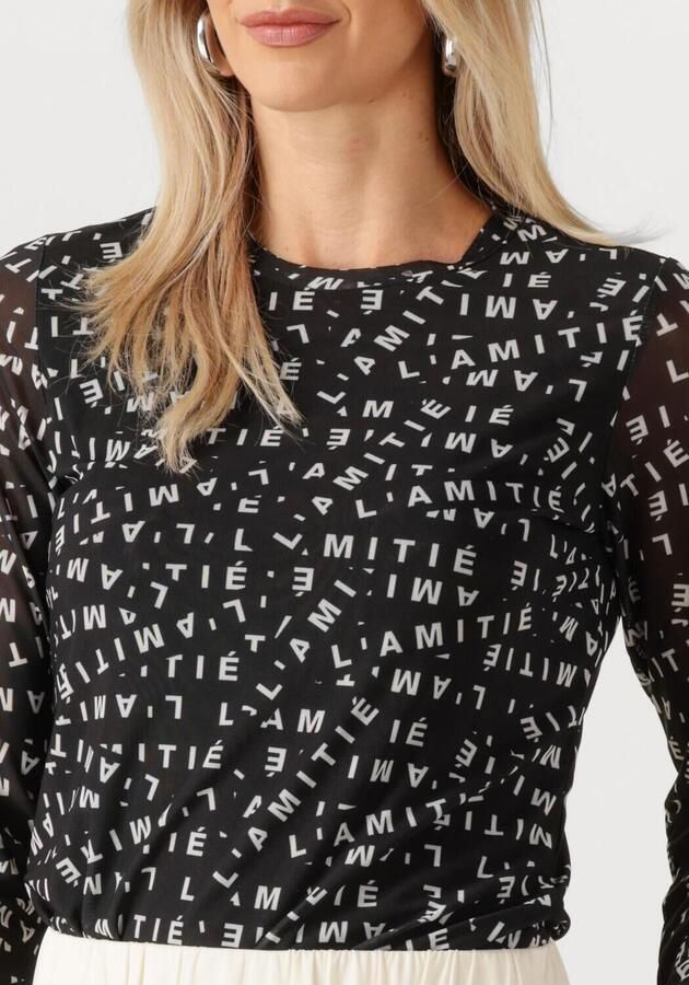 HAUTE L'AMITIÉ Haute L'Amitié Dames Tops & T-shirts L'amitie Mesh Ls O-neck Zwart