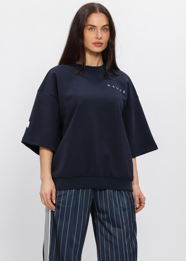 HAUTE L'AMITIÉ Haute L'Amitié Dames Tops & T-shirts Maxi Split Ss Logo Sweat Donkerblauw