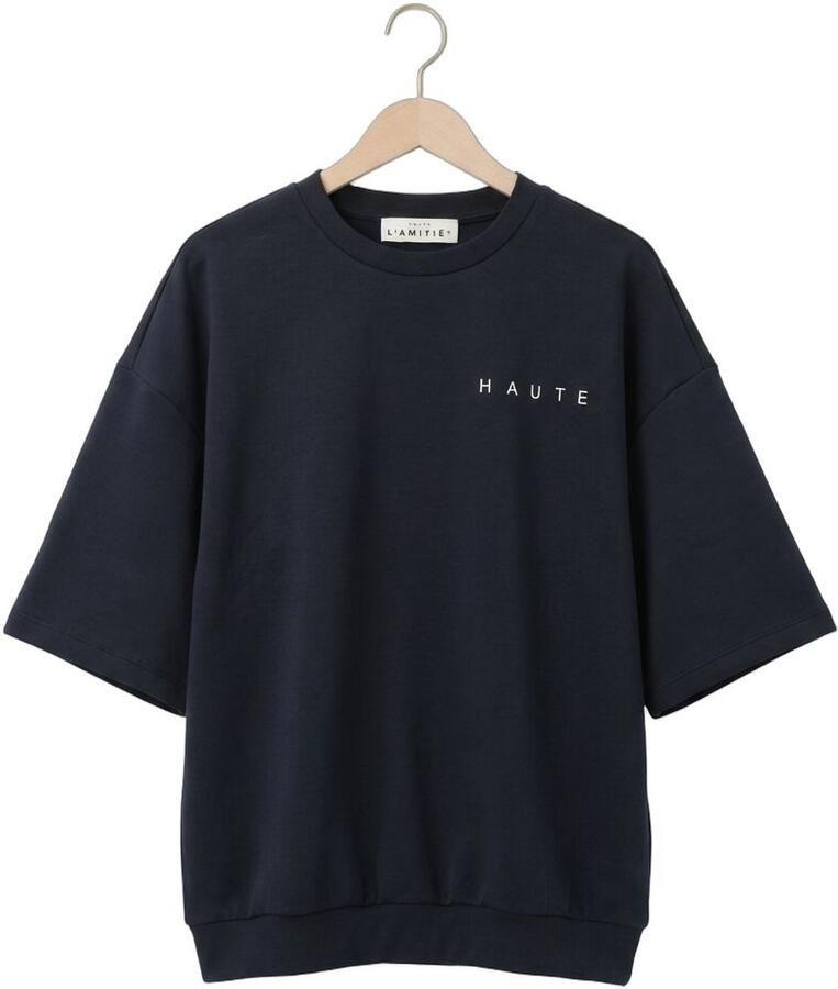 HAUTE L'AMITIÉ Haute L'Amitié Dames Tops & T-shirts Maxi Split Ss Logo Sweat Donkerblauw - Foto 2