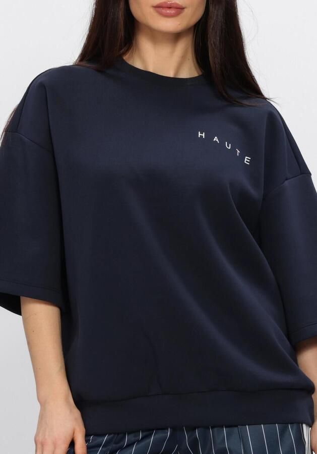 HAUTE L'AMITIÉ Haute L'Amitié Dames Tops & T-shirts Maxi Split Ss Logo Sweat Donkerblauw - Foto 4