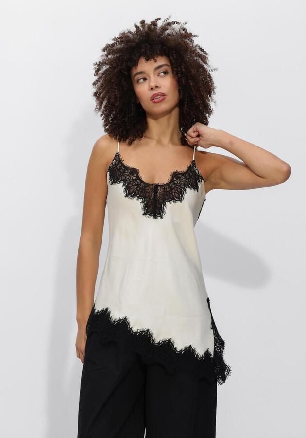 HAUTE L'AMITIÉ Haute L'Amitié Dames Tops & T-shirts Naomi Asym Contrast Lingerie Top Gebroken Wit