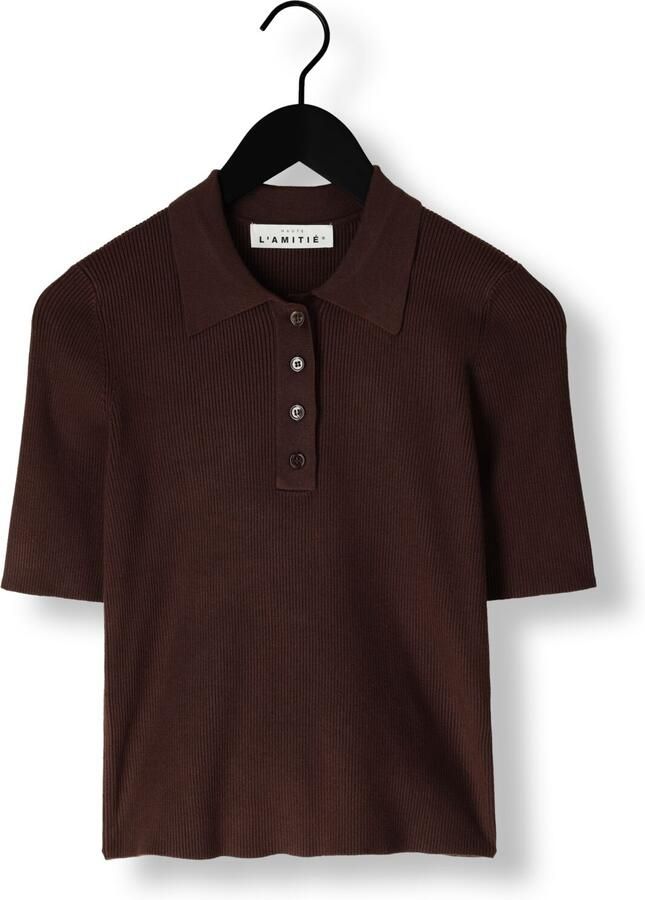 HAUTE L'AMITIÉ Haute L'Amitié Dames Tops & T-shirts Piccolo Ss Polo Rib Knit Bruin