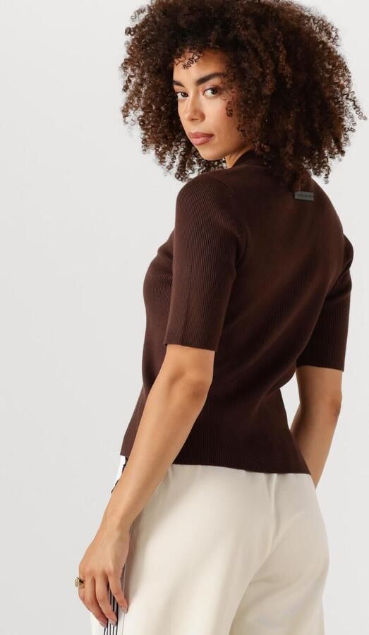 HAUTE L'AMITIÉ Haute L'Amitié Dames Tops & T-shirts Piccolo Ss Polo Rib Knit Bruin - Foto 3