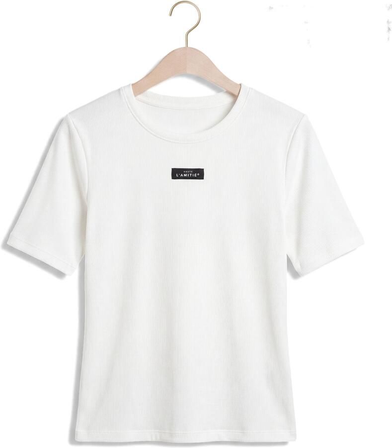 HAUTE L'AMITIÉ Haute L'Amitié Dames Tops & T-shirts Vintage Rib Tee Wit - Foto 2