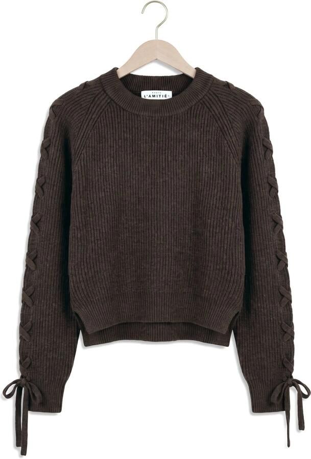 HAUTE L'AMITIÉ Haute L'Amitié Dames Truien & Vesten Duke Tie Knit Bruin - Foto 4