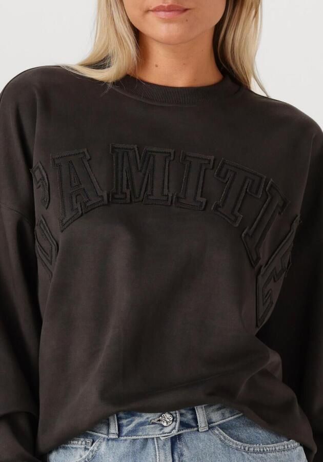 HAUTE L'AMITIÉ Haute L'Amitié Dames Truien & Vesten L'amitié Application Sweater Antraciet - Foto 3