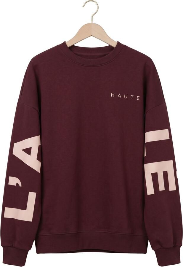 HAUTE L'AMITIÉ Haute L'Amitié Dames Truien & Vesten Maxi Split Logo Sweat Bordeaux - Foto 4