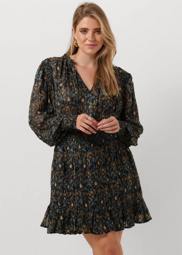 Ibana Lurex jurk met print Deela blauw