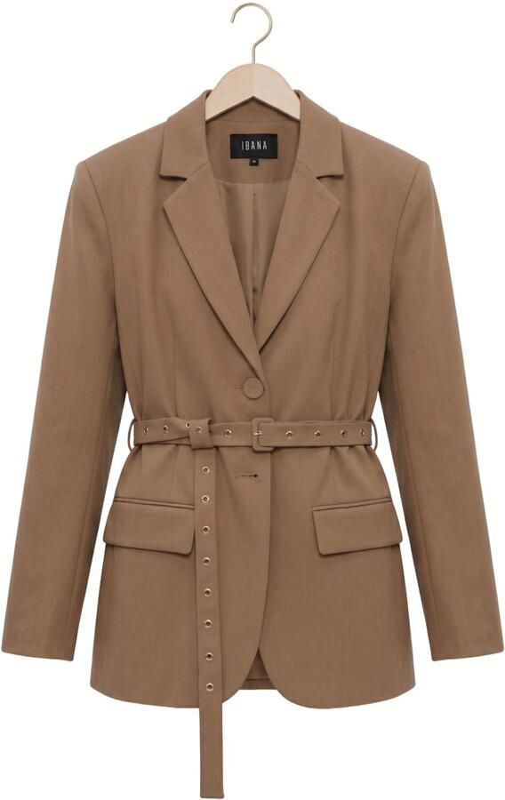 IBANA regular blazer met wol lichtbruin - Foto 4
