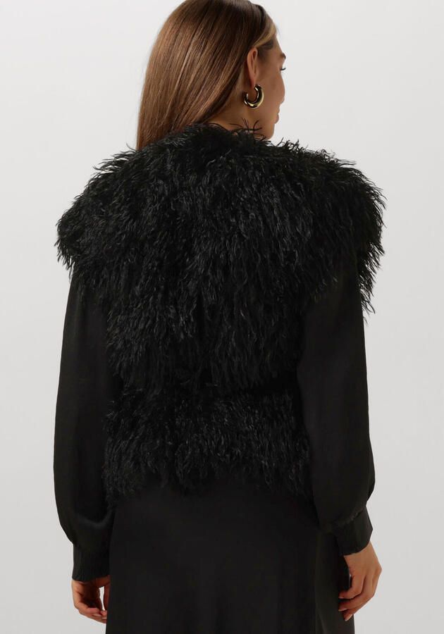 Ibana Zwarte Gilet met Franjes voor Vrouwen Black Dames