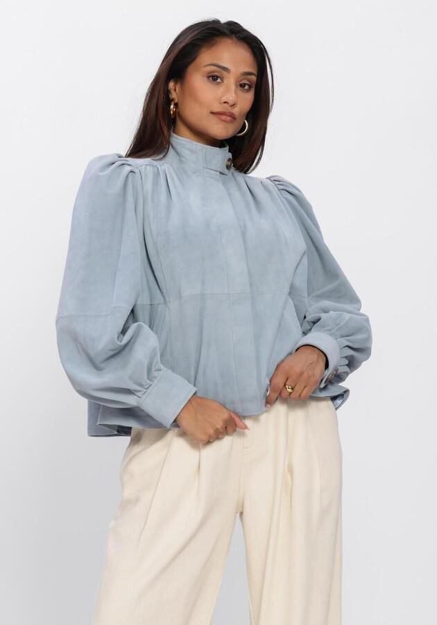 Ibana SuÃ¨de top jas met pofmouwen Taimia blauw