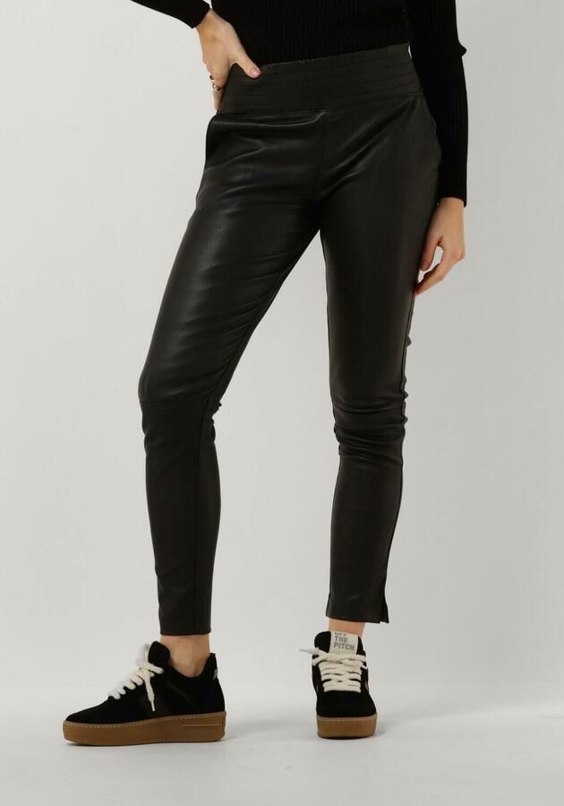 Ibana Zwarte Leren Broek Colette Black Dames - Foto 4