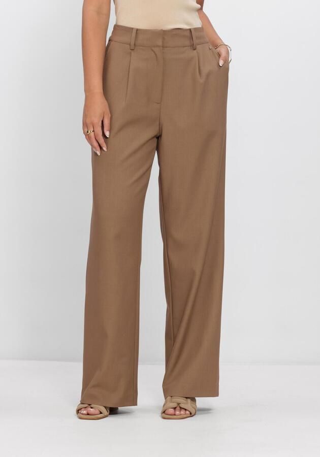 IBANA wide leg high waist broek met wol lichtbruin