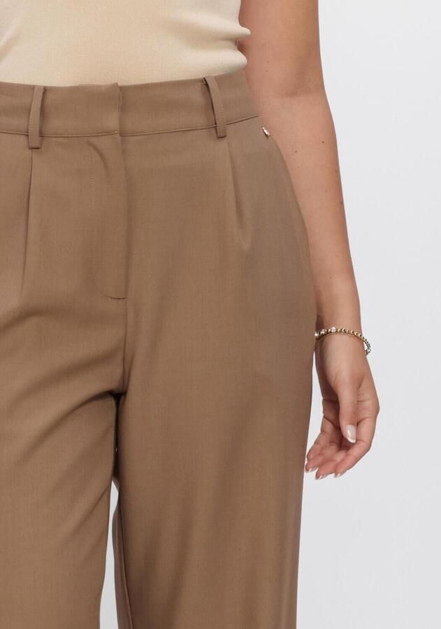 IBANA wide leg high waist broek met wol lichtbruin - Foto 2