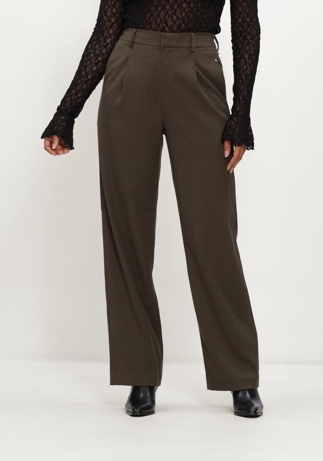 IBANA high waist regular fit broek donkergroen