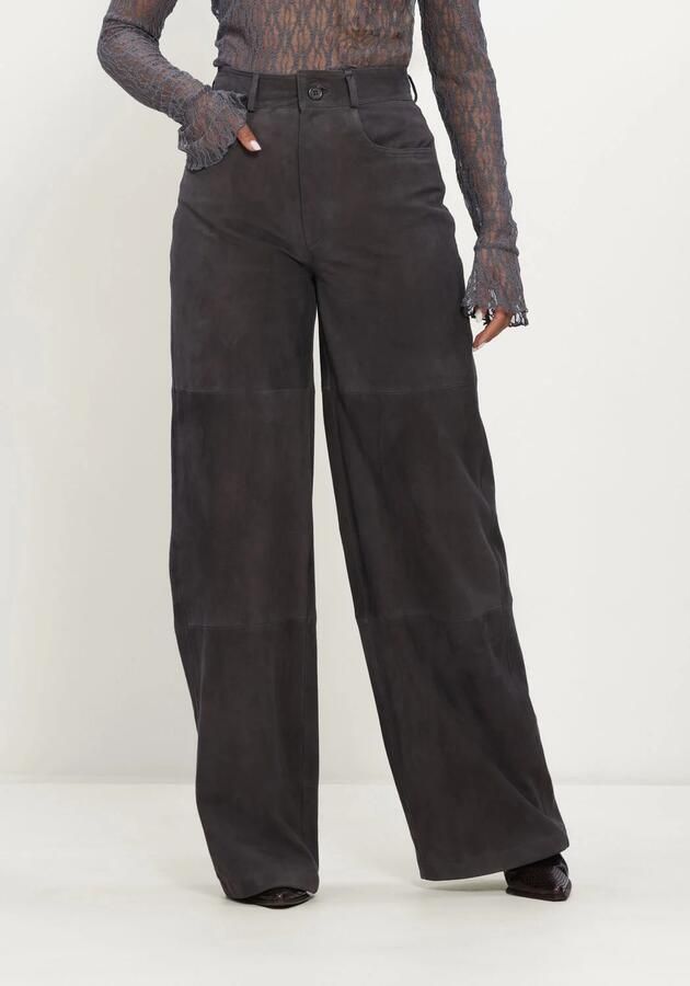 IBANA Dames Broeken Phinou Suede Donkergrijs