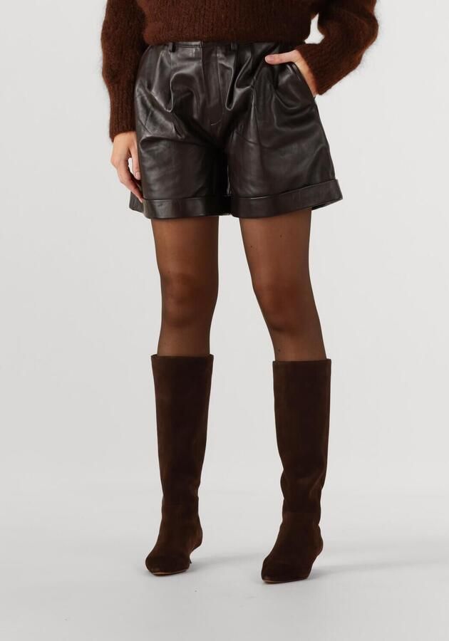 Ibana Zacht leren short Susie donkerbruin - Foto 4