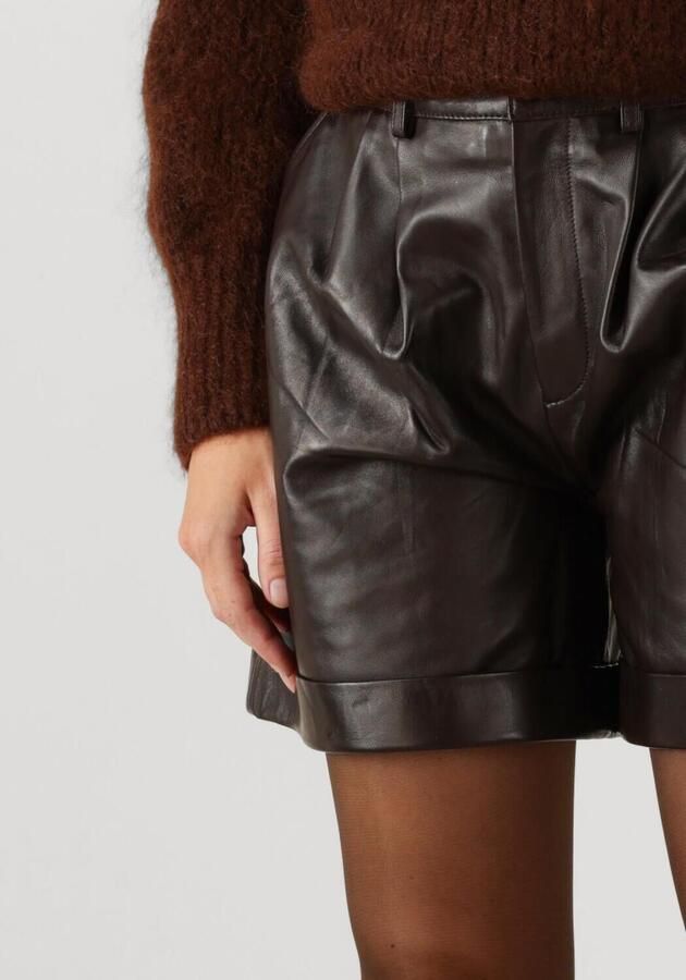 Ibana Zacht leren short Susie donkerbruin - Foto 3