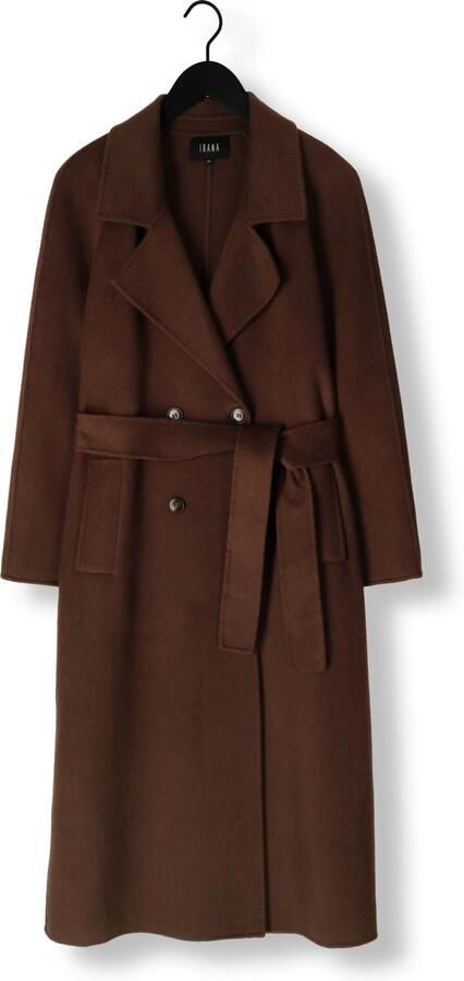 Ibana Lange mantel met ceintuur Cassia bruin - Foto 3