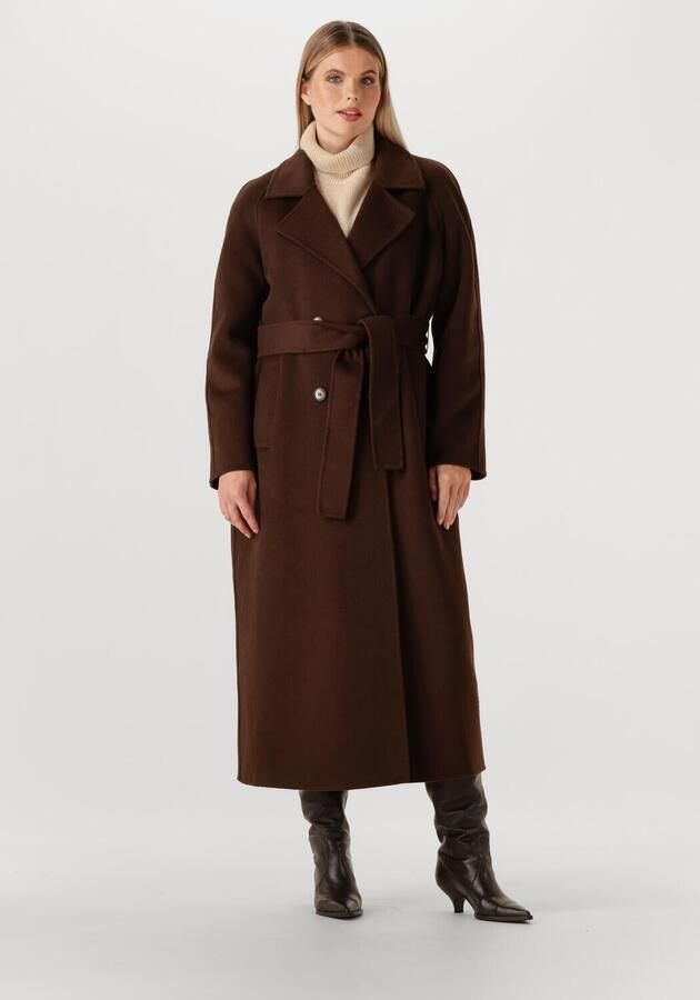 Ibana Lange mantel met ceintuur Cassia bruin - Foto 4