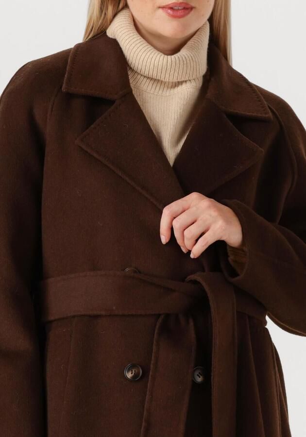 Ibana Lange mantel met ceintuur Cassia bruin - Foto 2