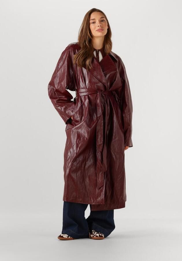 Ibana Oversized faux lakleren jas Chaim bordeaux - Foto 4