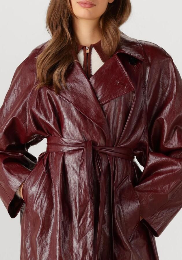 Ibana Oversized faux lakleren jas Chaim bordeaux - Foto 2