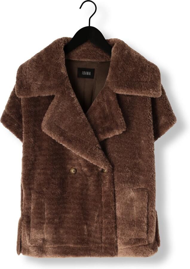 Ibana Faux fur double breasted gilet Jaxey bruin