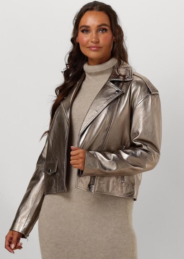 Ibana Metallic Leren Jas Gray Dames - Foto 4