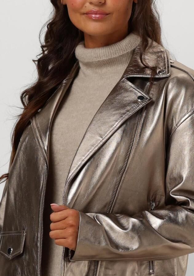 Ibana Metallic Leren Jas Gray Dames - Foto 2